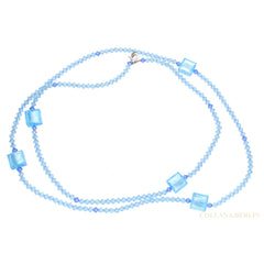 Kette aus aquamarinfarbigen Muranoperlen und Swarovskikristallen