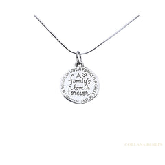 925 Silber Anhänger mit Lebensbaum und Inschrift "Die Liebe der Familie währt ewig"