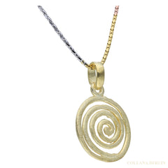 Kette tricolor mit Anhänger in Form einer Spirale, 925 Silber vergoldet