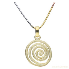 Kette tricolor mit Anhänger in Form einer Spirale, 925 Silber vergoldet