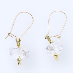Goldgefüllte Ohrringe mit Herkimer Diamant, Bergkristall, 14 Karat goldfilled