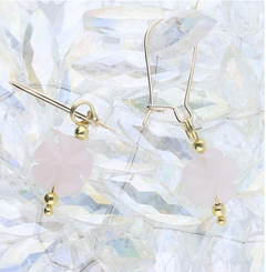 Goldgefüllte Ohrringe, Rosenquarzblumen, 14 Karat Goldfiled