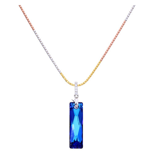 Kette Tricolor 925 Silber vergoldet mit  Swarovskianhänger blau