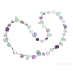 Schmuckset aus Fluorit-Edelsteinen mit Swarovskikristallen
