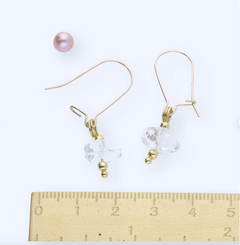 Goldgefüllte Ohrringe mit Herkimer Diamant, Bergkristall, 14 Karat goldfilled