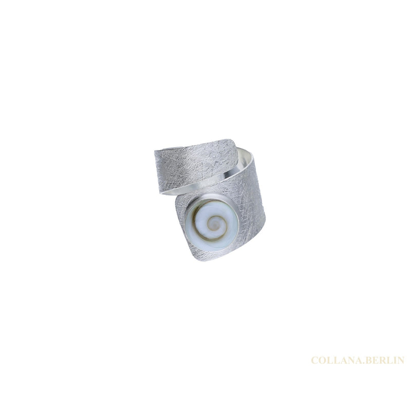 Ring mit Shivaauge aus 925 Silber, gebürstet, verstellbar