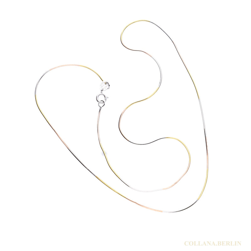 Kette Tricolor 925 Silber mit Rotgold und Gelbgold