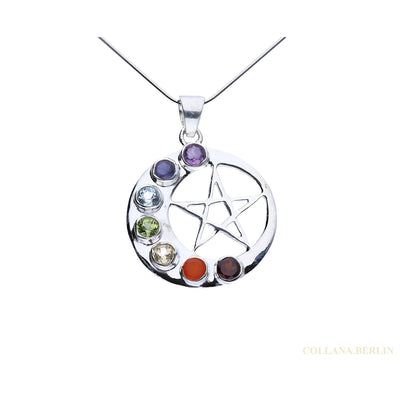 Anhänger 925 Silber Chakra mit Edelsteinen